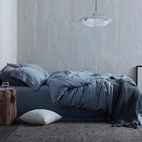 Nanko Queen Duvet Cover Set Grey, 90x90 Soft Bedding Cover, 3 Peices with Zip, Ties - Modern Comforter Quilt Cover for Men and Women Gray