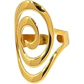 Spiral Swirl Geometric Ring for Women Men Luxurious Gold-Tone Plated Stainless Steel Statement Middle Thumb Finger Adjustable Open Rings Waterproof Bold Swirl Bands Hypoallergenic Fashion Jewelry