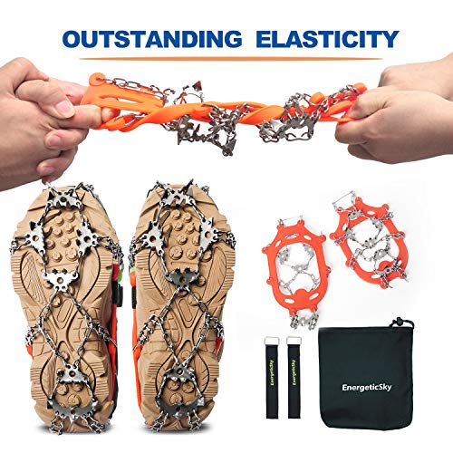 image for EnergeticSky 24 Spikes Crampons Ice Cleats Traction Snow Grips for Boo