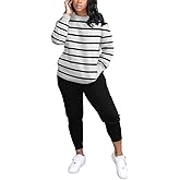 HBQ Two Piece Outfits For Women Casual Long Sleeve Sweatsuits Jogger Tracksuits Lounge Sets With Pockets