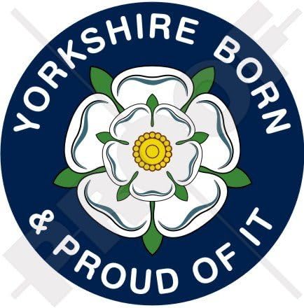 Yorkshire Born & Proud White Rose of York Britain UK 100mm (4") Vinyl Bumper Sticker, Decal