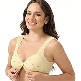 Daisy Bras for Women, Front Snap Closure Padded Bra for Older Senior Women, No Underwire Comfortable Bra Beige 46