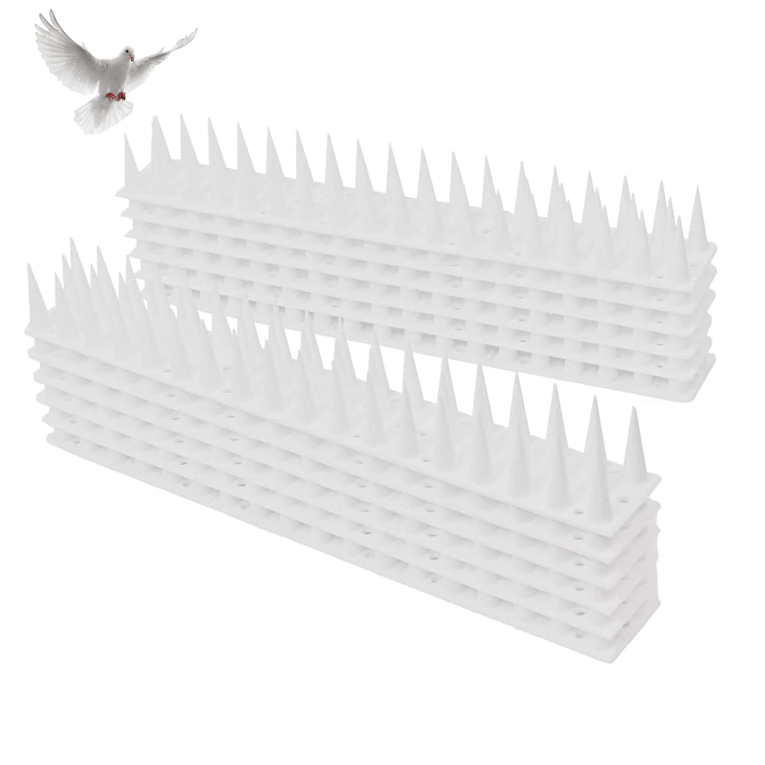 WUMEIJIAJU 12 Pieces Bird Spikes, Bird Repellent Spikes Plastic, Anti-Bird Nesting Spikes for Outdoor Garden Fence Roof Wall Railing Balcony Deterring Birds Pigeons Crows Woodpeckers, Cover 13.2 FT