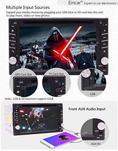 EINCAR Navigation Car DVD Player Double DIN Car Stereo in Dash Bluetooth Head Unit with Capacitive Touchscreen FM Auto Radio GPS in 2 DIN Car Audio Video MP3 USB Sd Map+Reverse Camera
