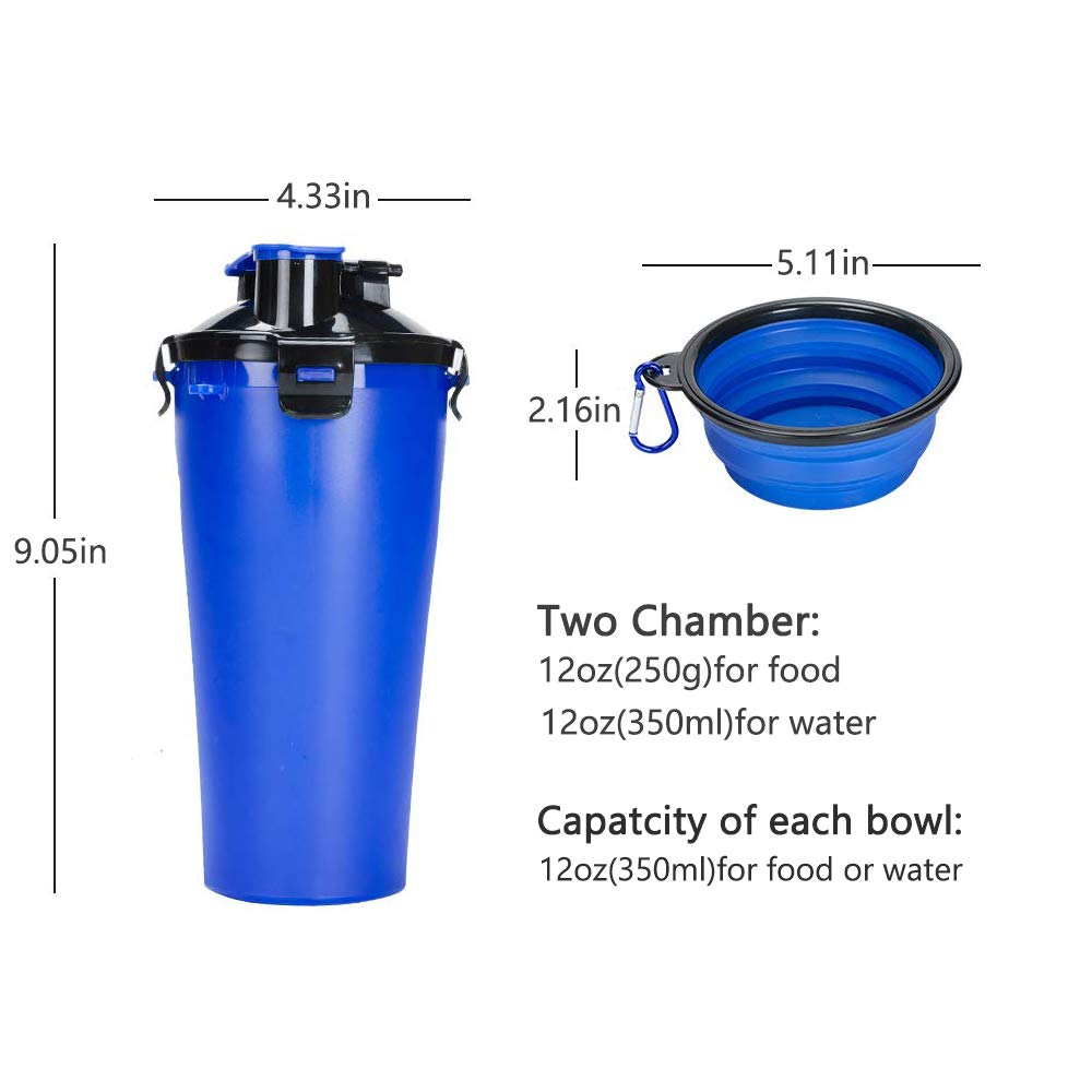 VIPpet Dog Travel Water Bottle Bowls Upgraded 2 in 1 Portable Dog Travel Water Dispenser with 2 Collapsible Silicone Bowls for Outdoor Walking Hiking Travelling
