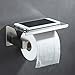 Angle Simple Toilet Paper Holder with Shelf, SUS304 Stainless Steel Bath Tissue Holder, Toilet Roll Hanger with Phone Rack, Toilet Paper Dispenser with Storage Shelf, Brushed Nickel