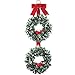 Holiday Christmas Cardinal Holly Double Wreath with Velvet Bow