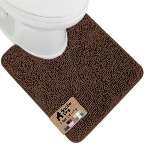 Gorilla Grip Oval Toilet Bath Rug 24x19 Brown