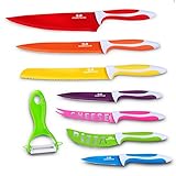 GA Homefavor 8-piece Kitchen Knife Set Multicolor Non-stick Coating Multipurpose Chef Knives Set With Peeler