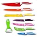 GA Homefavor Kitchen Knife Set Of 8 Stainless Steel Multicolor Coating Multipurpose Kitchen Cutlery Set Chef Knives And Peeler