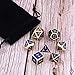 Hestya 7 Pieces Metal Dices Set Game Polyhedral Solid Metal Dice Set with Storage Bag for Role Playing Game Math Teaching