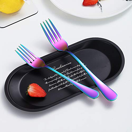 Rainbow Silverware Set 40Piece, Stainless Steel Flatware Set Service for 8, Dishwasher Safe