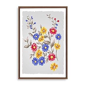Framed Canvas Wall Art Simple Colorful Flowers Canvas Prints Home Artwork Decoration for Living Room,Bedroom - 24x36 inches