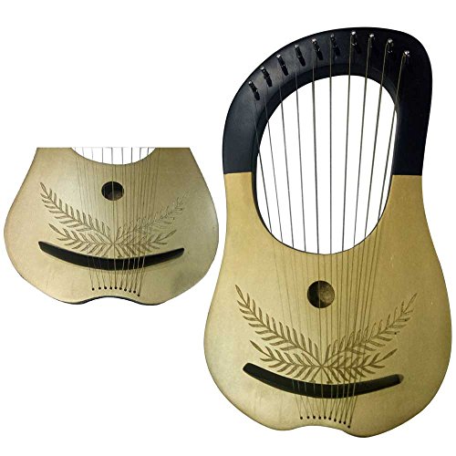 New Lyre Harp 10 Metal Strings Shesham Wood/Lyra Harp Free Soft Case & Key