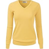 danibe Women's V-Neck Long Sleeve Pullover Premium Soft Knitted Sweater (S-XXL)
