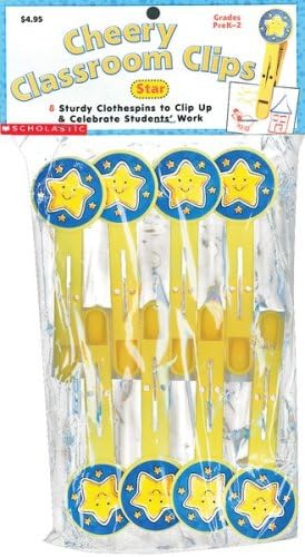 Star: 8 Sturdy Clothespins Clips (Cherry Classroom Clips) Paperback – 1 Mar 2000