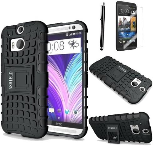 Ashield HTC One M8 Case-- 5 Cases Bundle Ultra Slim Extra Tough 2 Layers Hybrid Shockproof Drop Proof Case with Built-in Stand for HTC One M8 + 5 Screen Protector + 5 Stylus