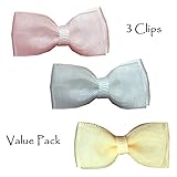 TruStay Clip - Organza baby hair bows - Best No Slip Barrette for Fine Hair (Pack 7: pink/white/light yellow)