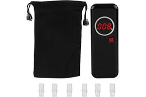 Sonew Alcohol Tester Breathalyzer, Portable Digital Breath Analyzer, Professional Alcohol Breath Detector, with Digital Red LCD Display+Extra 6 Pcs Mouthpieces(Black)