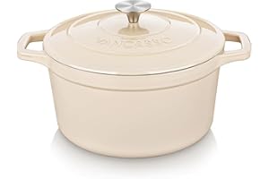 vancasso 2.5 QT Enameled Cast Iron Dutch Oven with Stainless Steel Knob Lid – Small Non-Stick Casserole for Steaming, Baking,