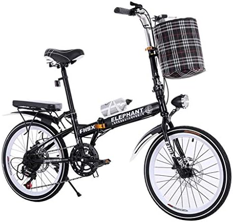 Folding Bikes Folding Car Speed Change Car 20 Inch Folding Bicycle Disc Brake Bicycle Men and Women Ultra Light Portable Bicycle (Color : Black, Size : 15035100cm)