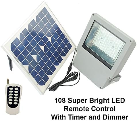 Super Bright SMD LED Solar Flood Light w Panel and Remote