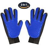 Pet Grooming Glove,Gentle Deshedding Brush Glove Hair Remover Brush for Dogs,Cats & Horses with Long & Short Fur,Enhanced Five Finger Design -One Pair Left & Right