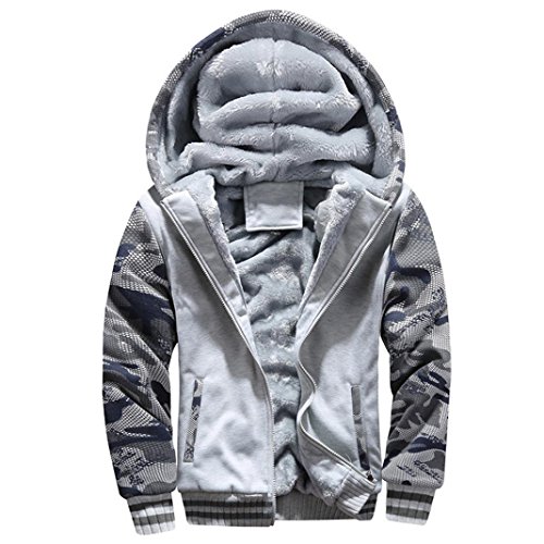 Men Coats And Jackets Winter Sale Warm Fleece Hood Zipper Sweater Outwear Sweatshirts For Men By Orangeskycn (Gray, M)