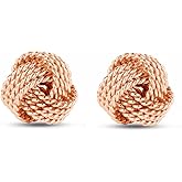 LeCalla Sterling Silver Love Knot Stud Earrings - Lightweight Italian Design Twisted Earrings for Women