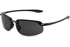 JULI Polarized Sports Sunglasses for Men Women TR90 Rimless Frame UV400 Protection for Running Fishing Baseball Driving 8001