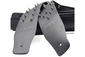 Adjustable Heavy Duty Leather Guitar Strap with Metal Spike Studs for Electric Acoustic Classical Guitar and Bass