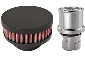 CFM Performance Baffled Billet Valve Cover Breather compatible with 2015-2023 Dodge Charger SRT Hellcat 6.2 (Flat Black)