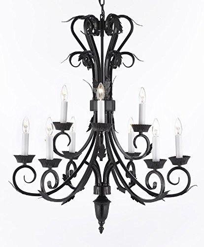 Wrought Iron Chandelier Lighting Chandeliers H 30 W 26 9 Lights