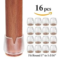 16Pcs Non - Slip Silicone Chair Leg Caps Feet Bottom Cover Pads Furniture Table Wood Floor Protectors Transparent Round Cups