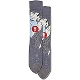 Hot Sox Men's Geisha Abstract Crew Socks 1 Pair, Dark Grey, Men's 6-12 Shoe