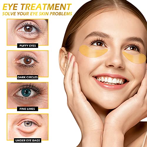 24k Gold Eye Mask 120 PCS, VANECL Collagen Under Eye Patches, Eye