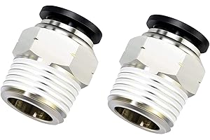 VETLEY PNEUMATIC Push to Connect Fitting 1/4 Inch Tube OD x 1/8 Inch NPT Thread Male Straight Connector Air Fittings Black PC1/4-N1(Pack of 10)