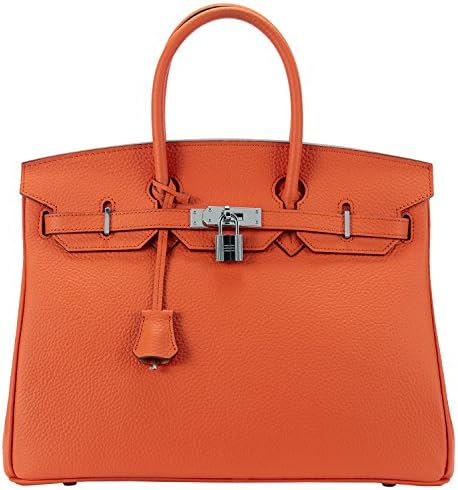 Cherish Kiss Women's Padlock Handbag Genuine Leather Top Handle Bag with Silver Hardware