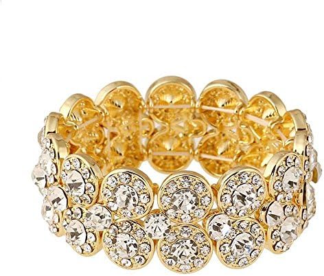 Women's Stretch Bracelets Bride Rhinestone Crystals Bracelet Bridesmaid Prom Jewelry Party or Pageant Wedding Bracelet (A)