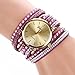 Bestpriceam® New Women Crystal Rivet Bracelet Quartz Braided Winding Wrap Wrist Watch