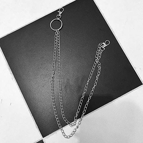 Juland Alloy Wallet Chain Hip Hop Key Chain Biker Trucker Keychain Waist Jeans Chain Motorcyle Punk Pants Trousers Gothic Rock Pocket Double Chain with 2 Lobster Clasp and Keyring