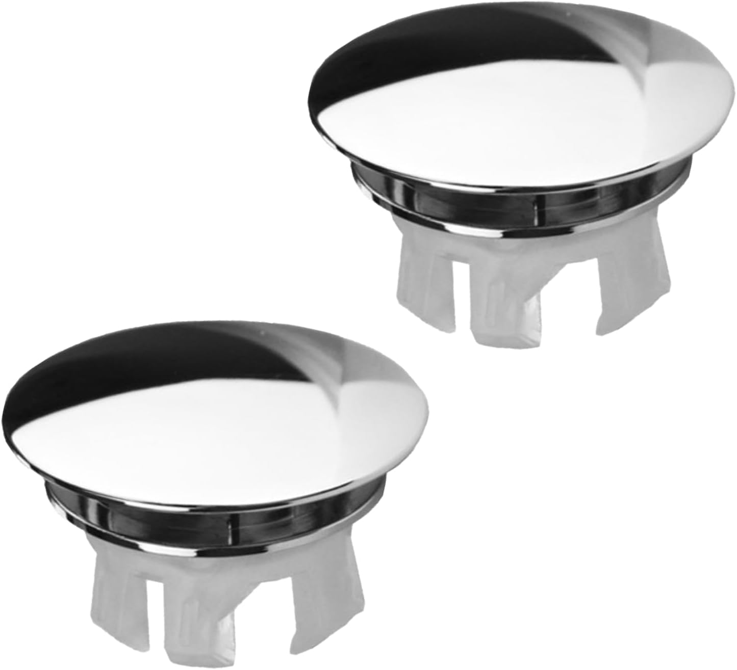 Pack of 2 Sink Overflow Covers, Copper Metal Overflow Sink, Round Sink Overflow Ring with Plastic Mounting Feet, Silver Sink Overflow Cover, for 22-24 mm Hole