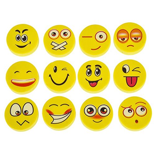 Lot of 72 assorted round emoji face erasers