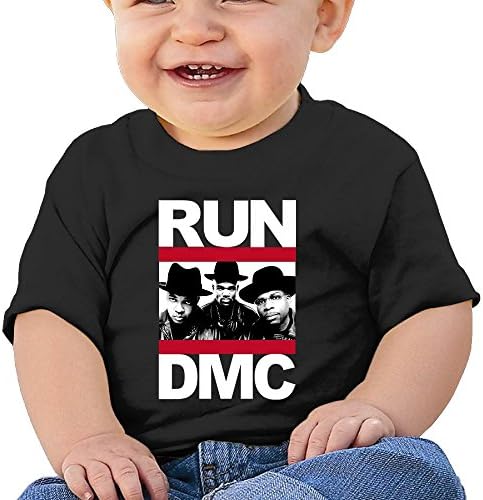 PONTAON Kids Toddler Hip Hop RUN DMC Short Sleeve Little Boys And Girls T-shirt Black 24 Months