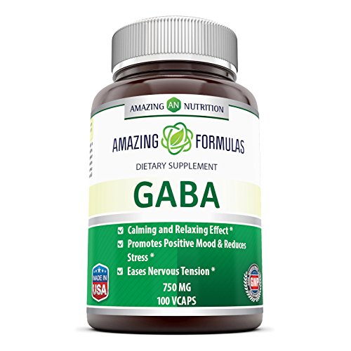 Amazing Nutrition Gaba ( Gamma Aminobutyric Acid) 750 Mg, 100 Capsules