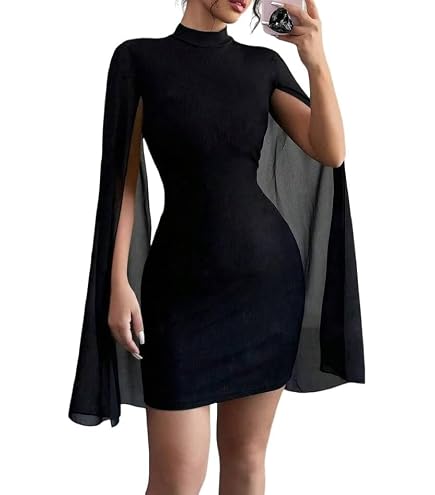going out cocktail dresses Women's Sequin Cloak Sleeve Dress Mock Neck Party Dress PROM PARTY DRESS Housekeeping Dresses Satin Length Color:Blue Burnout