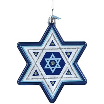 Noble Gems Kurt Adler Star of David Hanukkah Ornament, 3.25-Inch