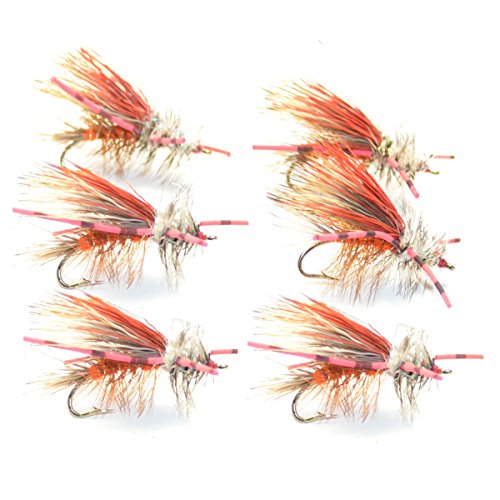 The Fly Fishing Place Orange Crystal Stimulator Rubber Legs Trout Dry Fly 6 Flies Size 14
