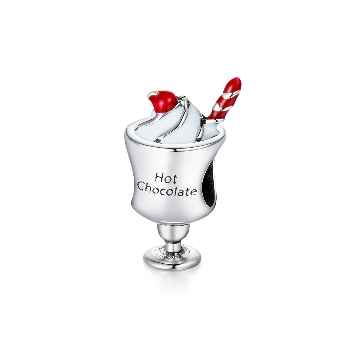 I Love Coffee Charm 925 Sterling Silver Red Enamel Heart Charm Cup Charms for Pandora Bracelet (Pink Teapot Charms)