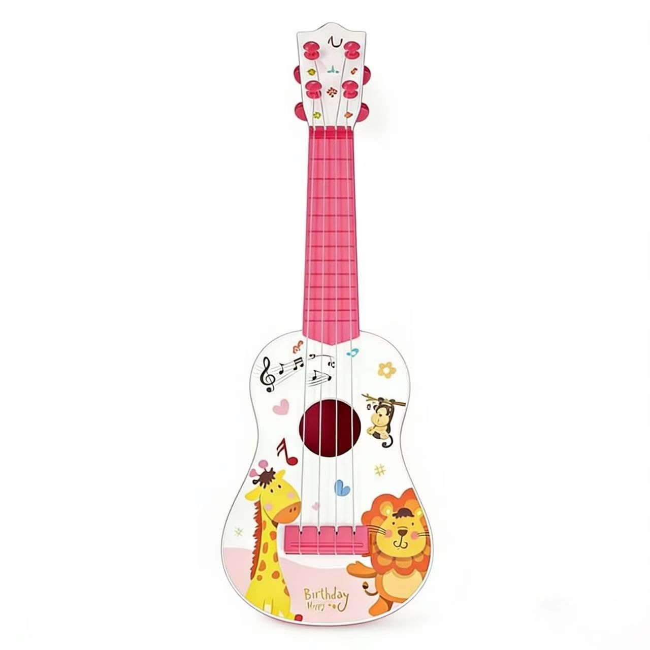 Kids Ukulele Toy, 42cm Toy Guitar with 4 Adjustable Strings, Ukulele for Kids, Toddler Guitar Toy, Mini Guitar Instrument, Musical Instruments Educational Toy, for Boys Girls (Pink)